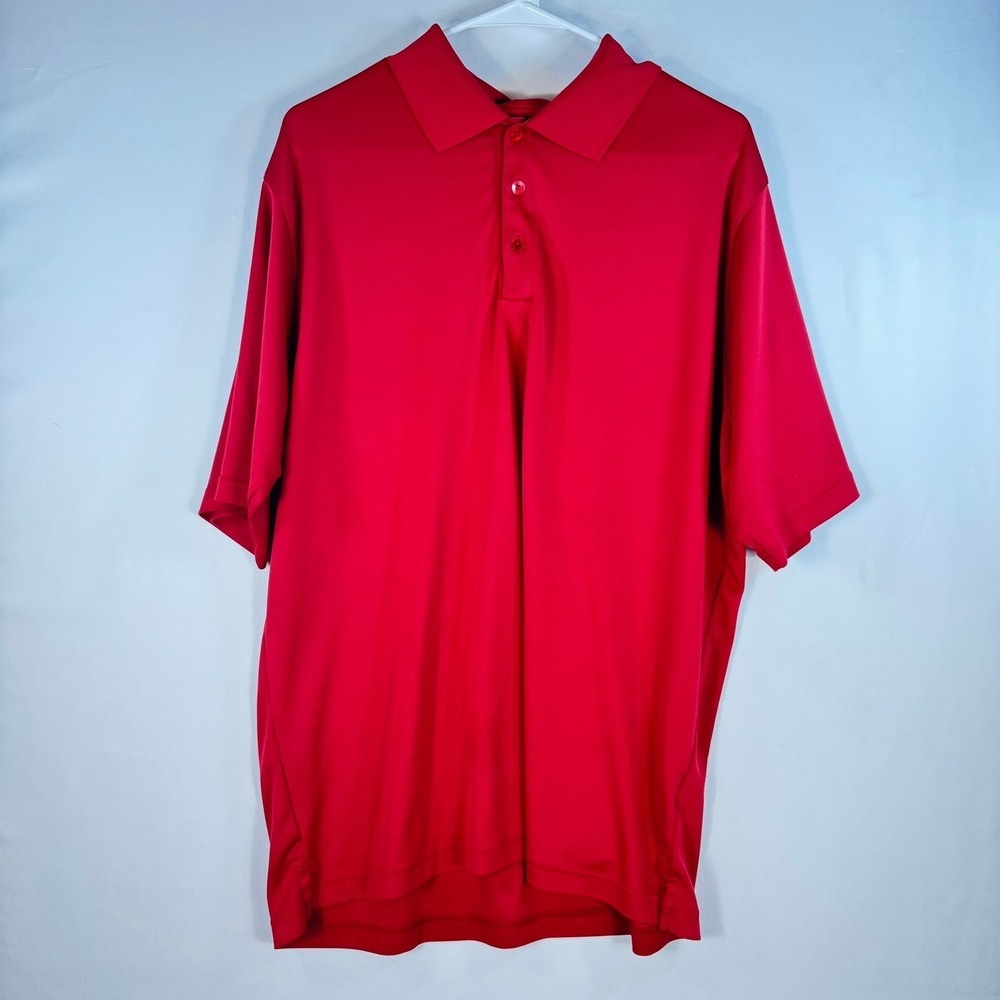 Antigua Mens XL Red Short Sleeve Polo Shirt Victoria Logo Golf Performance Top